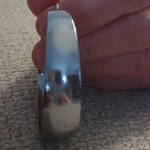 18K White Gold Plated Round Chunky 2 inch Hoop Earrings